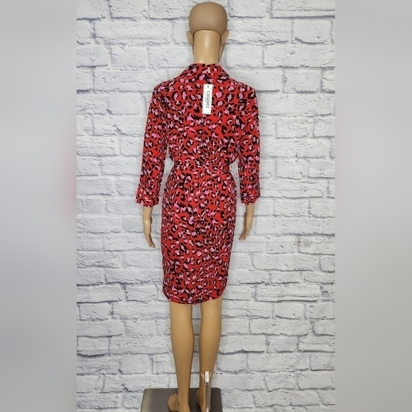 *NWT L'agence Stella Womens silk leopard print 3/4 sleeve shirt dress Sz XS - Picture 8 of 9